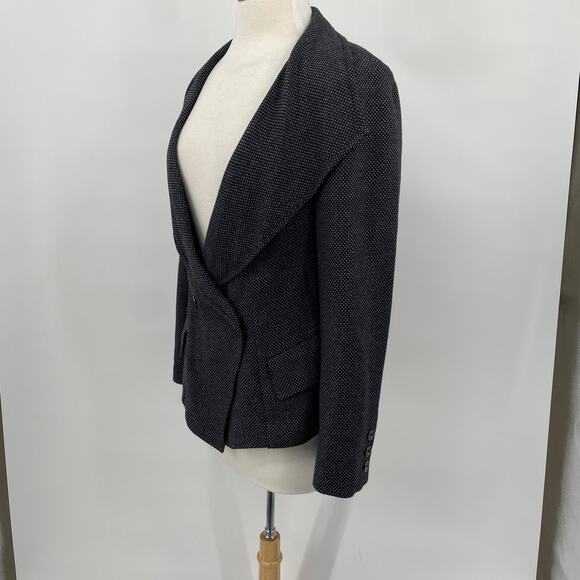 Victor Alfaro Wool Blend Blazer Jacket Double Breasted Oversized Collar Gray 8 - Picture 6 of 9